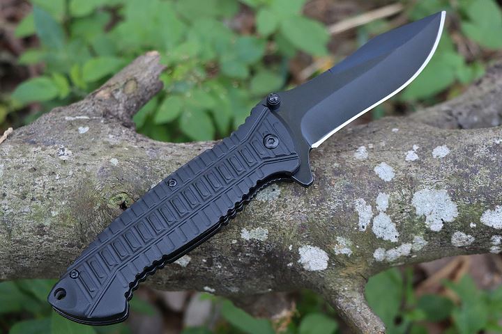 Black crocodile no logo blank blade Aluminum handle folding knife UD407683